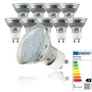 B.K.LICHT Led Leuchtmittel GU10 Energiespar-Lampe 3 Watt Glüh-Birne, ersetzt 35 w Halogen: 10 Stück - 50