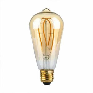 V-TAC Leuchtmittel 4,8 Watt Vintage Filament led Glühbirne warmweiß Lampe Glas Amber kugel, E27 Fassung 300 Lumen 1800 Kelvin, DxH 6,4x14,3 cm