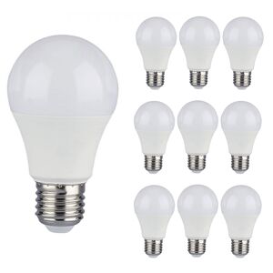 V-TAC Vorteilspackung 10 E27 LED Lampe 9 Watt A58 Samsung 3000K ersetzt 60 Watt