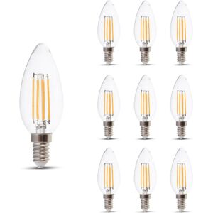 V-TAC Satz von 10 E14 LED Filamentlampe - 4 Watt & 400 Lumen - 3000K warmweiße Lichtfarbe - 300° Abstrahlwinkel - 20.000 Stunden geeignet für E14-Fassungen