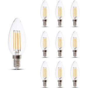 V-TAC Satz von 10 E14 LED Dimmbare Filamentlampen - 4 Watt & 400 Lumen - 3000K warmweiße Lichtfarbe - 300° Abstrahlwinkel - 20.000 Stunden geeignet für E14-Fassungen