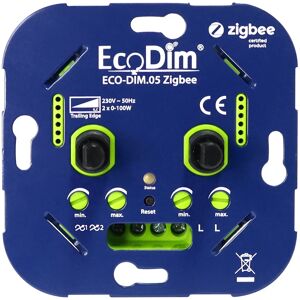 Ecodim Zigbee Smart LED Duo Einbaudimmer - 2x 0-100 Watt - Phasenabschaltung - Kompatibel mit Funkschalter - ECO-DIM.05 Zigbee