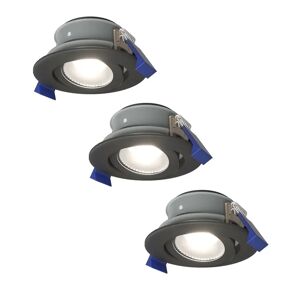 HOFTRONIC™ Satz von 3 Lima LED-Einbaustrahlers - Kippbar - 6000K - Tageslicht weiß - IP65 wasser- und staubdicht - Außenbereich - Badezimmer - Auswechselbare Lichtquelle GU10 - 5 Watt - Sicherheitsglas - Schwarz - 2 Jahre Garantie