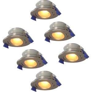 HOFTRONIC™ Satz von 6 Lima LED-Einbaustrahlers - Kippbar - 2700K - Warm weiß - IP65 wasser- und staubdicht - Außenbereich - Badezimmer - Auswechselbare Lichtquelle GU10 - 5 Watt - Sicherheitsglas - Edelstahl - 2 Jahre Garantie