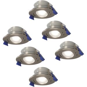 HOFTRONIC™ Satz von 6 Lima LED-Einbaustrahlers - Kippbar - 6000K - Tageslichtweiß - IP65 wasser- und staubdicht - Außenbereich - Badezimmer - Auswechselbare Lichtquelle GU10 - 5 Watt - Sicherheitsglas - Edelstahl - 2 Jahre Garantie