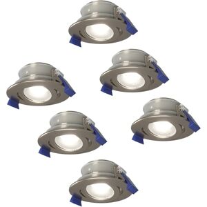 HOFTRONIC™ Satz von 6 Lima LED-Einbaustrahlers - Kippbar - 6000K - Tageslichtweiß - IP65 wasser- und staubdicht - Außenbereich - Badezimmer - Auswechselbare Lichtquelle GU10 - 5 Watt - Sicherheitsglas - Edelstahl - 2 Jahre Garantie