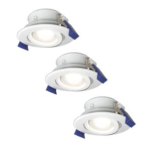 HOFTRONIC™ Satz von 3 Lima LED-Einbaustrahlers - Kippbar - 6000K - Tageslichtweiß - IP65 wasser- und staubdicht - Außenbereich - Badezimmer - Auswechselbare Lichtquelle GU10 - 5 Watt - Sicherheitsglas - Weiß - 2 Jahre Garantie