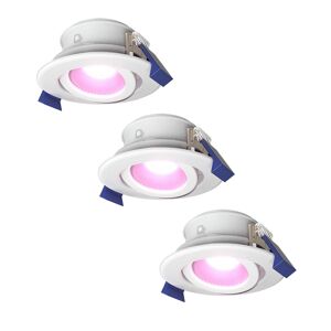 HOFTRONIC SMART Satz von 3 Intelligente Lima LED-Einbaustrahlers - Kippbar - Dimmbar - RGBWW - IP65 wasser- und staubdicht - Außenbereich - Badezimmer - Auswechselbare Lichtquelle GU10 - 5 Watt - Sicherheitsglas - Weiß - 2 Jahre Garantie