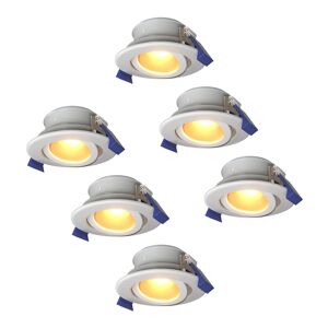 HOFTRONIC™ Satz von 6 Lima LED-Einbaustrahlers - Kippbar - 2700K - Warm weiß - IP65 wasser- und staubdicht - Außenbereich - Badezimmer - Auswechselbare Lichtquelle GU10 - 5 Watt - Sicherheitsglas - Weiß - 2 Jahre Garantie