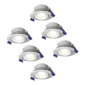 HOFTRONIC™ Satz von 6 Lima LED-Einbaustrahlers - Kippbar - 6000K - Tageslichtweiß - IP65 wasser- und staubdicht - Außenbereich - Badezimmer - Auswechselbare Lichtquelle GU10 - 5 Watt - Sicherheitsglas - Weiß - 2 Jahre Garantie
