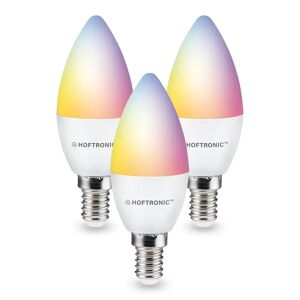 HOFTRONIC SMART Satz von 3 E14 SMART LED Lampe RGBWW Wifi & Bluetooth 5,5 Watt 470lm C37 Dimmbar & Steuerbar via App