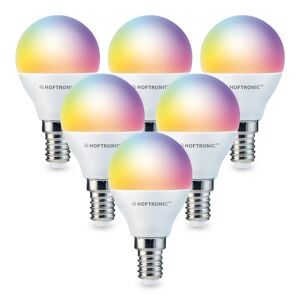 HOFTRONIC SMART Satz von 6 E14 SMART LED Lampen RGBWW Wifi 5,5 Watt 470lm P45 Dimmbar