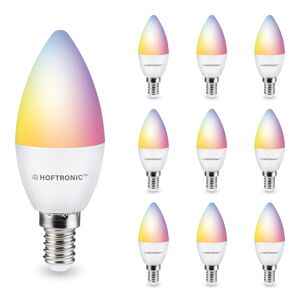 HOFTRONIC SMART Satz von 10 E14 SMART LED Lampe - RGBWW - Wifi & Bluetooth - 5,5 Watt - 470lm - C37 - Dimmbar & Steuerbar via App