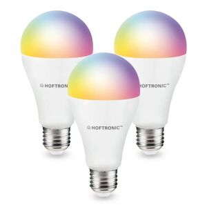 HOFTRONIC SMART 3er Set Smart Lampe E27 RGBWW Wifi & Bluetooth 14 Watt 1400lm Dimmbar & Steuerbar via App
