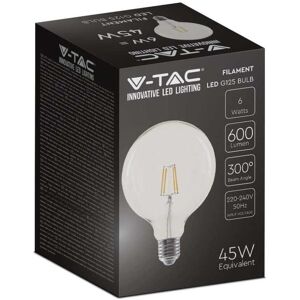 V-Tac Vt-1983 Led-Glühbirne Globe 6w Transparentes Filament E27 G125 Warmweißes Licht 3000k - 214304