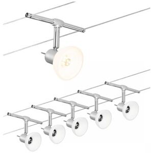 Paulmann Licht Paulmann No. 94136 Seilsystem Sheela Chrom matt mit 5 Spots ohne Leuchtmittel, max. 10W GU5,3