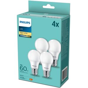 Philips 4-pak LED E27 Normal Frost 60W 806lm