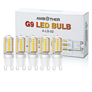 AMBOTHER G9 LED pærer, 4W/450LM 3000K varm hvid 45 x 2835 SMD LED i stedet for 40W halogenlamper, G9 LED lamper, ikke-dæmpbar AC 220-240V, pakke med 5 stk
