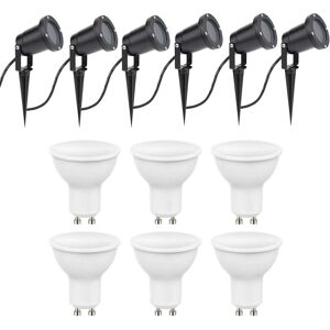 Lcb Sæt med 6 LED Spyd jordspot 100cm kabel - 6x 4W - 3000K - IP65 - Sort