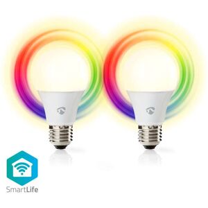 Nedis SmartLife Fuld Farve Pære   Wi-Fi   E27   806 lm   9 W   RGB / Varm til kølig hvid   2700 - 6500 K   Android™ / IOS   Pære   2 stk.