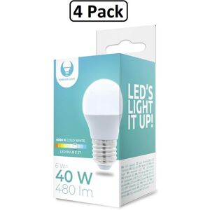 Forever 4-Pack kallvit LED-lampa E27 6W 480lm (6000K)