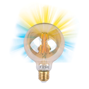 FESH Smart Home LED Pære  - Kold/varm Deko E27 5,5w Amber Ø 125