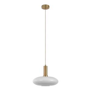 Homeshop Pendel Pendel i elipseformet hvidt glas og messingfatningn150 cm stofledning Pære: E27/40W - 6406220