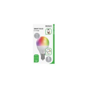 DELTACO SMART HOME - LED-lyspære - E14 - 5 W (tilsvarende 40 W) - klasse F - RGB/varm til kold hvidt lys - 2700-6500 K