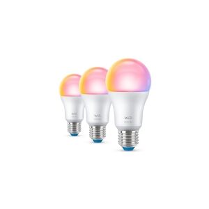 WiZ Colors - LED-lyspære - form: A60 - E27 - 8.5 W (tilsvarende 60 W) - klasse F - RGB/varmt til køligt hvidt lys - 2200-6500 K (pakke med 3)