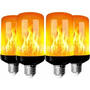 Flammepære, E27 5W LED Flammeeffektpære med 4 lys