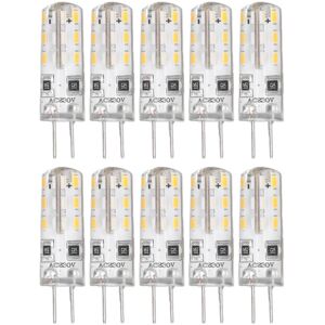 G4 LED-pærer 1,5W AC220V 110LM, 10 Stk Bi Pin Base Silikone Varm Hvid 3000K, Udskiftning af Landskabspærer