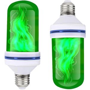 Flammende LED lampe pære 2-Pak green E27