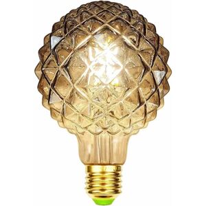 Retro LED glødetråd Edison pærer 4W røgglas 220/240V E27 krystal dekorative pærer Art Deco G95 krystal (ananas) [Energiklasse D]