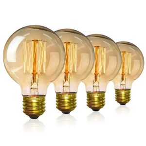 4-Pak Vintage Edison-pærer-Dæmpbar skrue-Lyspære-Globe-pærer-Lampe Varmt Lys 40w G80 E27 220V[Energiklasse A]- Perfet