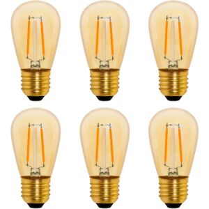 FMYSJ S14 Vintage Led Filament Pære E27, 1w Amber Edison erstatning 10w glødelampe, ikke-dæmpbar, varm hvid 2200k, AC 220v, pakke med 6 (FMY)