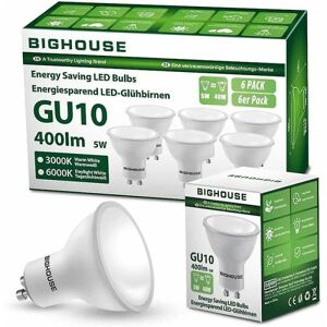 6 stk Gu10 Led-pære 5w svarende til 40w varm hvid - 3000k (FMY)