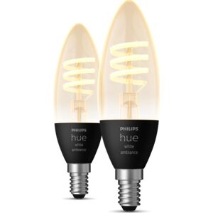 Philips Hue White Ambiance E14 Kertepære, 2 Pak  Amber