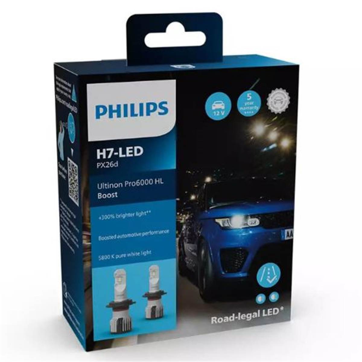 Philips Bombilla Led H7 coche  Ultinon Pro6000 Boost 2 uds 15W 12V