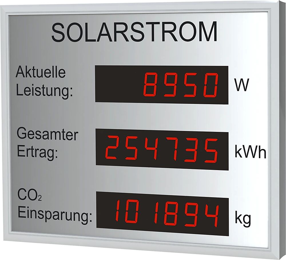 kaiserkraft Indicador LED fotovoltaico, H x A x P 400 x 500 x 39 mm, anodizado en plata