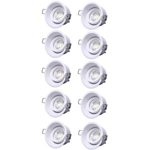 LAMPESECOENERGIE Lot de 10 Support Spot encastrable basse luminance blanc, non eblouissant, pour ampoule GU10 / MR16 ref.837