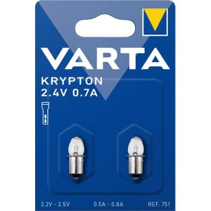 Varta 2 Ampoules Culot Lisse Varta 751 Krypton 2,40V 0,70A