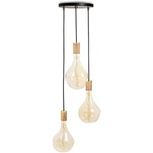 Tala - Chene Triple Set de lampes suspendues, y compris 3 x Voronoi II ampoules LED E27, noir / laiton