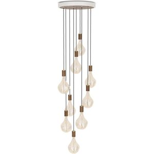 Tala - Noyer Nine Set de lampes suspendues, y compris 9 x Voronoi II ampoules LED E27, blanc / laiton