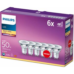 Philips - ampoule led Spot GU10 50W Blanc Chaud, Verre, Lot de 6 - Publicité