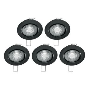 - Lot de 5 spots noirs encastrables led avec ampoules incluses, culot GU10, 345 Lumens, équivalence 50 w, 2700K, Blanc chaud