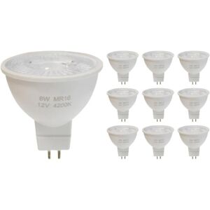 Ampoule LED GU5.3 / MR16 12V 8W SMD 80° (Pack de 10) - Blanc Neutre 4000K - 5500K - SILAMP