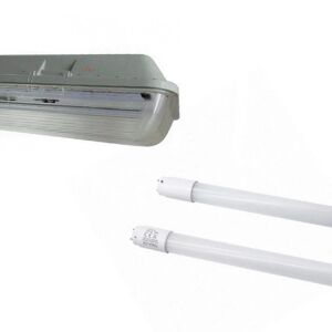 Kit de Réglette LED étanche Double pour Tubes T8 120cm IP65 (2 Tubes Néon LED 120cm T8 20W inclus) - Blanc Chaud 2300K - 3500K - SILAMP