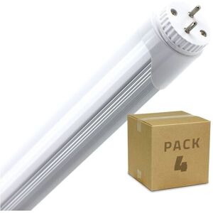 Tube Led T8 G13 120cm Aluminium Connexion Latérale 18w (Pack 4 Unités) No Flicker Blanc Chaud 2700k - 3200k - Publicité