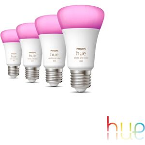 Philips Hue White & Color Ambiance LED E27, 6,5 watts, lot de 4, 8719514328402,