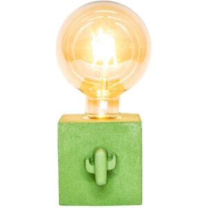 Junny Lampe de chevet en beton vert avec son cactus et ampoule a filament